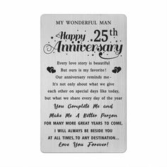 a metal plaque with an anniversary message on it