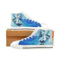 Hatsune Miku Top Canvas Kid'S Shoes. Stride with confidence in these sleek sneakers, boasting a striking dinosaur print with floral touches for a unique spin on classic footwear.". #Shoes #Amarrado White High Tops, White Men, Trendy Sneakers, Eva Sole, High Top Shoes, Dinosaur Print, Hatsune Miku, Top Shoes, Canvas Shoes