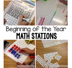 the beginning of the year math stations for students to practice their numbers and counting skills