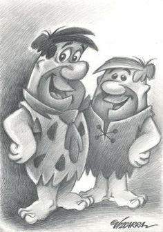 two cartoon characters standing next to each other