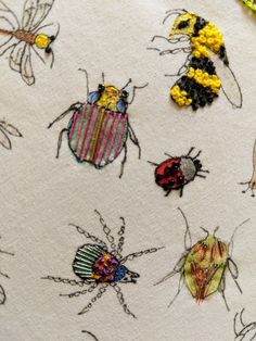 many different bugs are on the fabric