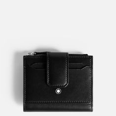 Made for the refined person living life on the go, this slender wallet fits smoothly into any pocket. Made from soft black leather, it fits six credit cards, contains a compartment for bills, and an additional zipped pocket for coins. Luxury Trifold Wallet With Card Slots For Business, Luxury Black Trifold Wallet For Business, Luxury Business Trifold Wallet With Card Slots, Classic Compact Trifold Wallet For Business, Classic Compact Trifold Business Wallet, Luxury Trifold Wallet With Coin Pocket For Business, Classic Compact Business Wallets, Elegant Black Compact Trifold Wallet, Modern Compact Card Holder For Formal Use