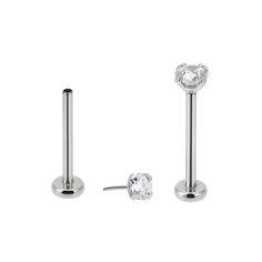 PRICES MAY VARY. Bar Thinkness18ga(1.0mm) ,bar inner length 8mm(5/16'') with 2.5mm cubic zirconia stone top.we attch 2 bars 6mm and 10mm with free charge.Labret base back is flat and small, Much comfortable than butterfly earring back.Sleeper-type earring studs. No thread,push into/pull apart the pin from straight labret bar direclty.Threadless labret uses tension between the end and the shaft to fit and stay together.The end has an insertion pin which is slightly bent when inserted into a strai Tragus Piercing Jewelry Silver, Lip Piercing Stud, Tragus Piercing Jewelry, Stud Piercing, Tragus Stud, Tragus Earring, Butterfly Earring, Push Pop, Tragus Piercing