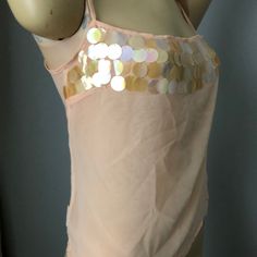 Authentic Gianfranco Ferre Jeans Sheer Top, Size Xs, New With Tags -Camisole Style -Made In Italy Measurements Approx Are (Flat): Bust: 32”; Waist: 30”; Length: 14” -Side Zip Closure Fitted Peach Top For Party, Peach Party Tops For Spring, Peach Party Top For Spring, Peach Sleeveless Top For Party, Peach Party Tops For Summer, Peach Top, Gianfranco Ferre, Sheer Top, Side Zip