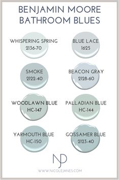 the different shades of blue and white paint for bathroom walls, floors, and ceilings