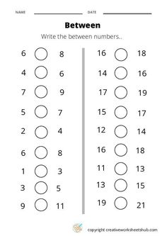 a number line with the numbers between them