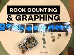 rock counting and graphing activity for kids with rocks on the table next to it