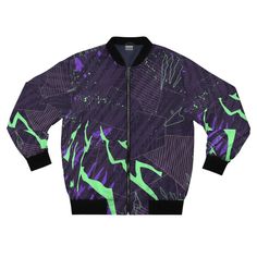 Men's Bomber Cyberpunk Jacket Zip up Jacket Futuristic - Etsy Romania Cyberpunk Fitted Outerwear For Streetwear, Fitted Techwear Track Jacket For Streetwear, Fitted Purple Outerwear For Streetwear, Fitted Graffiti Print Outerwear For Streetwear, Rave Style Black Winter Outerwear, Black Rave Outerwear For Winter, Jacket Cyberpunk, Futuristic Jacket, Cyberpunk Costume