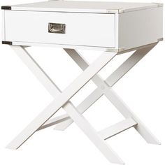 a white table with a drawer on it