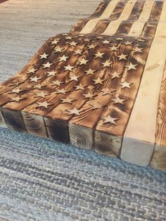 an american flag made out of wooden planks