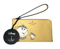 100% Authentic Disney's Beauty & The Beast x Kate Spade Medium L-Zip  Adorable Mrs. Potts & Chip "Beauty & The Beast Collection" Daybreak  KE658 Wristlet With L-Zip Closure Gold Tone Hardware Kate Spade New York Pin Mount Logo Two Way Spade Jacquard Lining 3 Credit Card Slots Exterior Back Compartment Imported Dimensions: 4.5" H x 8" W Comes from a Smoke Free Home   If you have any concerns, please let me know.    Buy with confidence! As customer service is my number one priority.   Payment: I a Chip Beauty And The Beast, Mrs Potts, Kate Spade Disney, Beauty Beast, Disney Beauty And The Beast, Coco Chanel, The Beast, Kate Spade New York, Beauty And The Beast