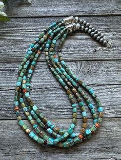 Sterling Silver Multi Strand Blue Green Turquoise Stone Bead Necklace 24 inch Best Offers Accepted! Stone Beaded Necklace, Green Turquoise, Multi Strand, Turquoise Stone, Stone Beads, Blue Green, Beaded Necklace, Handmade Items, Jewelry Necklaces