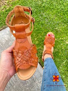 Great to wear with everything, jeans, skirts, shorts these Mexican boho sandals. Use them on any occasion. To be on trend with These leather sandals, you will feel very comfortable. Mexican Huarache sandal of excellent quality. Heel measurement 2.5 inches Made in Mexico Natural Leather 100% Plastic Sole *The color may vary slightly as sandals are handmade and every piece is unique. *Sandals are printed in México standard size number but published sizes are US SIZES. *Genuine leather, vegetable-based dyes, and recycled rubber soles. The genuine leather huaraches will stretch and mold to your feet. Becoming softer every time you wear them and will provide durability and comfort. *Select your size, if you use 7.5 order a 7. If you are a 7 order a 7. The leather will mold by use, they stretch. Brown Huaraches For Summer Vacation, Casual Woven Leather Huaraches For Vacation, Brown Summer Huaraches For Vacation, Casual Huaraches With Woven Sole For Vacation, Casual Woven Leather Huaraches For Summer, Casual Open Toe Huaraches For Vacation, Casual Brown Huarache Sandals For Vacation, Casual Brown Huaraches For Summer, Brown Ankle Strap Huarache Sandals For Vacation