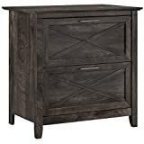 a dark wood nightstand with two drawers