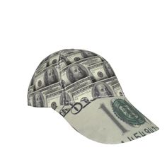 One of the worlds most iconic currencies, the U.S. 100 dollar bill is the star of this richly stylish  baseball cap guaranteed to turn heads. From Bjorlie's exclusive FIAT series.  Matches perfectly with our FIAT Footwear (Cash Green) ● Fabric: 100% polyester ● Regular fit ● Peaked cap ● Fabric weight: 150g/m² ● Stitch Color: black or white, automatically matched based on patterns. ● Average Turnaround Time: 3-7 ● Care Instruction: machine wash cold with similar colors, do not bleach, tumble dry low, do not iron, do not dry clean. ● This product is made on demand, with no minimum order quantity. Green Baseball Cap, 100 Dollar Bill, 100 Dollar, Cash Money, Peaked Cap, Green Hats, Dollar Bill, Money Cash, Green Fabric