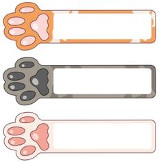 three different animal paws and labels on white background