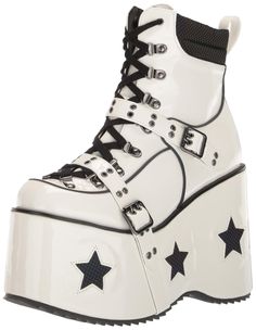 PRICES MAY VARY. Platform Boot with star Platform Boots With Stars, White Shoes With Star, Grunge Platform Shoes, Alternative Boots, Y2k Boots, Pinterest Wardrobe, Ellie Shoes, Platform Boots, Fashion Boots