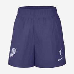 These shorts balance a sporty look and casual feel so you can show support for the Mercury courtside or out and about your day. Sporty Purple Athletic Shorts With Built-in Shorts, Purple Sportswear Shorts With Built-in Liner, Nike Go-dry Sportswear Shorts, Nike Athletic Shorts For Sports Season, Nike Shorts For Sports Events, Nike Athleisure Athletic Shorts For Sports Events, Nike Sportswear Shorts For Sports Events, Sporty Shorts With Built-in Shorts For Sports Events, Athleisure Shorts With Elastic Waistband For Sports