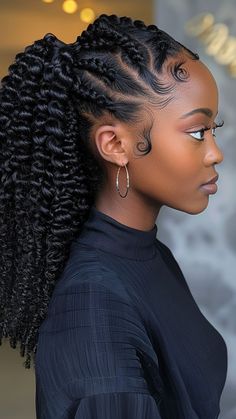 26 Empowering Crochet Braid Hairstyles Twist Out Ponytail, Black Hairstyles Updo, Crochet Ponytail Hairstyle, Braided Low Ponytail, Crochet Braid Hairstyles, Goddess Braid Ponytail, Crochet Ponytail, Braided Ponytails, Crochet Quotes