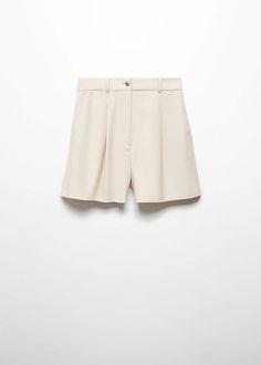 Pleated high-waist shorts - Women | Mango USA Womens High Waisted Shorts, Short Design, Mango Outlet, Designer Shorts, Dart, High Waisted Shorts, High Waist, Mango, High Waisted