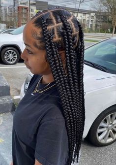 Jumbo Knotless, Short Box Braids Hairstyles, Big Box Braids, Feed In Braids Hairstyles