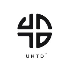 the logo for untd is shown in black and white, with an oval shape