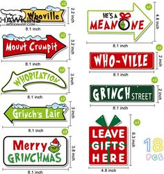 christmas street signs are shown in different sizes