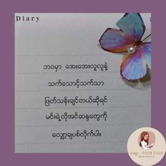 a butterfly sitting on top of a piece of paper with words written in different languages