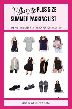 the ultimate plus size summer packing list for your next trip with text overlaying