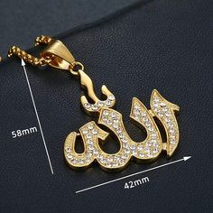 Crystal Allah Pendant Necklace from Almas Collections Big Blue Whale, Allah Pendant, Prayer Jewelry, Arabic Jewelry, Dainty Initial Necklace, Head Ring, Gold Jewelry Sets, Long Chain Necklace, Perfect Gift For Him