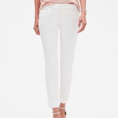 Brand New Pants In Original Packaging. White Sloan Petite Crop Pant From Banana Republic Factory. Classic White Stretch Bottoms, White Stretch Ankle-length Dress Pants, White Stretch Straight Dress Pants, Chic White Mid-rise Pants, Classic White Stretch Dress Pants, White Tapered Leg Dress Pants With Pockets, White Dress Pants With Tapered Leg And Pockets, White Stretch Ankle-length Pants, Stretch White Ankle-length Pants