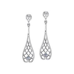 These whimsical white gold diamond earrings are created in America by the artisans at Jewelry Designs. Fun, delicate and easy to wear.Take a look! Elegant Sterling Silver Diamond Earrings For Formal Occasions, Elegant Sterling Silver Diamond Earrings For Formal Events, Diamond Earrings With Polished Finish For Anniversary, Formal Diamond Earrings With Polished Finish, White Gold Teardrop Earrings With Polished Finish, Platinum Diamond Drop Earrings For Evening, Silver Diamond Earrings With Polished Finish For Formal Occasions, Timeless Sterling Silver Earrings For Formal Events, Timeless Sterling Silver Earrings For Formal Occasions