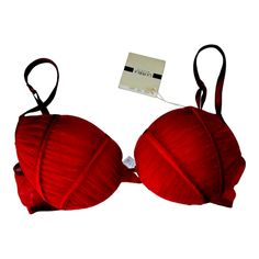 Nwt Gorgeous Red Bra From Luxe Lingerie Brand Lightly Padded, Full Cup Design La Perla Size 2 Red Low-cut Party Bra, Red Underwire Bra For Night Out, Red Push-up Bra With Padded Cups, Red Padded Party Bra, Red Fitted Push-up Bra, Red Padded Push-up Bra, Fitted Red Push-up Bra, Red Fitted Bra With Padded Cups, Fitted Red Bra With Padded Cups