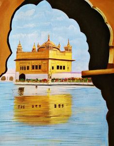 an oil painting of a palace in india