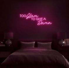 Too Glam to Give a Damn Neon Sign Motivational Facts, Neon Gas, Im Addicted To You, Neon Artwork, Love Neon Sign, Bangla Quotes, Lets Stay Home, Motivational Wall, Newly Married