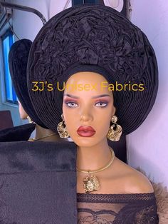 aso oke auto gele, detailed aso oke  This item is made with aso oke,  Auto gele ( ready to wear headgear)  and ipele  shoulder Available in your preferred color  NOTE: the color maybe slightly different because of your device. Please note that beaded hat( fila) is separate so, if you pick Autogele, Ipele and fila or any other set with file you are going to get fila aso oke. Kindly add beaded fila with your order if you want one. WHOLESALE PRICES: *Autogele:  $100 minimum order of 6 Autogeles .Yo Elegant Fitted Black Headwrap, Fitted Black Headwrap For Parties, One Size Black Headwrap For Party, Woman Hat, Beaded Hat, Aso Oke, Mix Color, Adult Costumes, Hats For Women