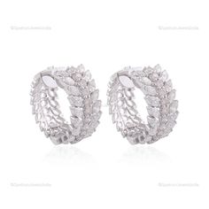 Get this exotic and trendy 18k White Gold Earrings studded with Diamond that will provide you a classy look. Flaunt your style and fashion with this stunning ornament. ✧✧Welcome To Our Shop Spectrum Jewels India✧✧ Natural Diamond Hoop Earrings, 18K Gold Thick Huggies, Wedding Earrings, Statement Earring, Cluster Earring, Elegant Earring, Gift For Women ★PRODUCT SPECIFICATION★ * ITEM CODE - SEE-1454A * EARRING LENGTH - 22 Millimeters Approx. * METAL - 18k White Gold * 18k White Gold Weight : 12.5 Earring Cluster, Cluster Earring, Diamond Earrings Design, White Gold Earrings Studs, Earring Gift, Statement Earring, Ruby Jewelry, Emerald Earrings, Yellow Gold Bracelet