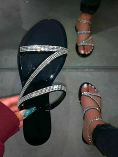 Fancy Sandals, Sparkle Sandals, Sandals Outfit, Sandal Online, Fashion Slippers, Rhinestone Sandals, Cute Sandals