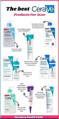 Use these products from CeraVe to cure acne, have a clear, and healthy skin! Best Cerave Products, Prom Unique, Angelic Makeup, Nails Emerald, Acne Prone Skin Care Routine, Makeup Graduation, Cerave Products, Makeup Silver, Artsy Nails