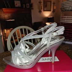 Brand New With Box Silver Slipper. Great For Any Event. 3. 1/2 " Heels. Silver Slippers, Shoes Silver, Silver Shoes, Slipper Shoes, Box Color, Shoes Women Heels, Shoes Heels, Slippers, Women Shoes