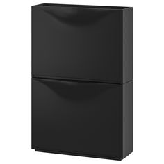 a black refrigerator freezer sitting on top of a white wall