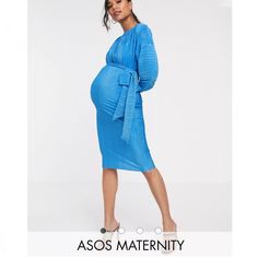 Brand New With Tags! Still In Packaging! Asos Design Maternity Bardot Midi Dress In Plisse With Tie Waist Product Code: 1517706 Size: Us 2 Color: Blue - A Bright Sky Blue, One Of The Spring 2024 Colors Of The Season! Pleated Micro Pleat Spring Summer Baby Shower Maternity Photos Maternity Pictures Baby Boy Pregnancy Announcement Bump Bump Friendly Baby Bump Pleated Formal Occasion Wedding Guest Blue Long Sleeve Maternity Dress For Party, Blue Fitted Maternity Dress For Summer, Fitted Blue Maternity Dress For Summer, Blue Long Sleeve Maternity Dress For Spring, Chic Blue Maternity Dress, Blue Fitted Maternity Dress For Party, Blue Long Sleeve Maternity Dress For Summer, Fitted Blue Maternity Dress For Party, Blue Maternity Dress For Spring Party