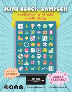 a poster with an image of various items on it and the words, mini block sampleer