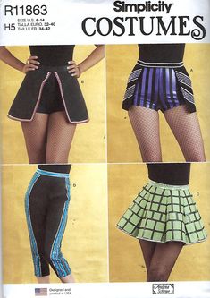 four different styles of women's skirts with fishnet stockings on the bottom and sides