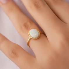 Vintage Opal Ring Gift for Woman Sterling Silver 18k Gold - Etsy Gold Opal Ring With Halo Design - Gift, Opal Ring With Halo Design For Gift, Yellow Gold Opal Ring With Bezel Setting As Gift, Opal Engagement Ring Vintage, Vintage Opal Ring, Gold Opal Ring, Opal Ring Vintage, White Stone Ring, Birthday Gift Ring