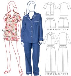 Pijama Pattern Woman Free, Pyjama Pattern Free, Pijama Sewing Pattern, Pyjamas Sewing Pattern, Pajama Sewing Pattern Free, Pajama Set Sewing Pattern, Pajama Pattern Womens Free, Jacket Sewing Pattern Free