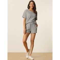 This style of sleeping shirt is easy to put on or take off, giving you a relaxed and simple dressing experience, keeping you nice and comfortable all day. Top: Waffle Tops with Round Neck and regular fit. Bottom: Shorts featured elastic waist with two side pockets. This pajama set is classy, even if a guest visits suddenly, you won't feel embarrassed, making your home life more convenient. The pajama sets can also be a perfect gift for your mom, wife, daughter, or girlfriend as loungewear, or sl Sleeping Shirt, Simple Dressing, Cute Sleepwear, Joggers Outfit, Satin Short, Sleepwear Sets, Gifts For Your Mom, Sleep Shirt, Short Pajama Set