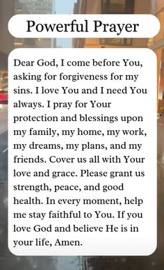 a prayer card with the words powerful prayer