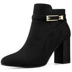 Beige Boots, Chunky Heel Ankle Boots, Buckle Ankle Boots, Womens Chunky Heels, Black Ankle Booties, High Heel Boots Ankle, Cute Sandals, Brown Ankle Boots, Round Toe Heels