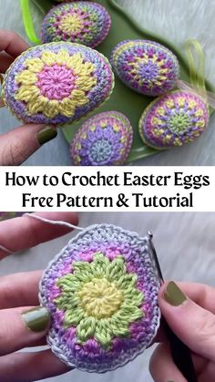 How to Crochet Easter Eggs - Free Pattern & Tutorial Granny Square Easter Eggs, Crochet Egg Pattern Free, Crocheted Easter Eggs, Crochet Eggs Free Pattern, Easter Egg Crochet Patterns Free, Easy Easter Crochet, Easter Knits, Velkonocne Vajicka, Easter Egg Crochet